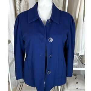 Dialogue Women's Size M Royal Blue Lined Button Up Jacket #0608